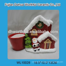 Red Christmas House Design Keramik Blume Pot
